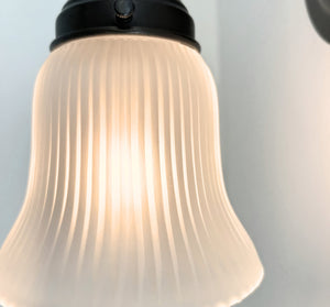 Frosted Bell-Shaped Holophane Glass Wall Sconce or Pendant Light