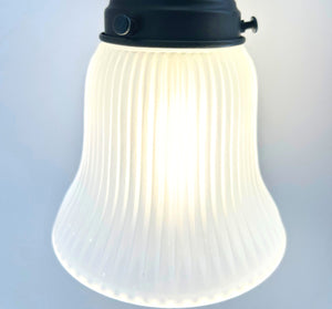 Frosted Bell-Shaped Holophane Glass Wall Sconce or Pendant Light