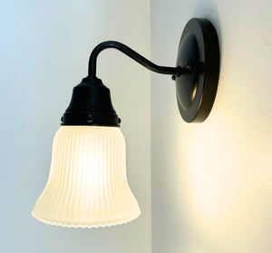 Frosted Bell-Shaped Holophane Glass Wall Sconce or Pendant Light