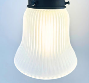 Frosted Bell-Shaped Holophane Glass Wall Sconce or Pendant Light