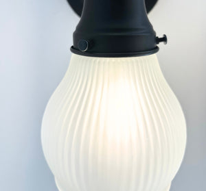 Holophane Fluted Pear Frosted Glass Wall Sconce or Pendant Light