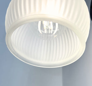 Holophane Fluted Pear Frosted Glass Wall Sconce or Pendant Light