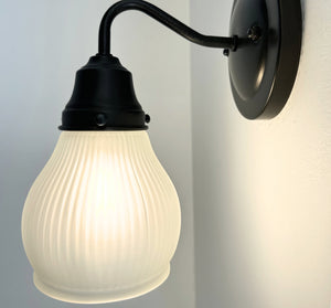 Holophane Fluted Pear Frosted Glass Wall Sconce or Pendant Light