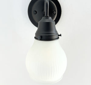 Holophane Fluted Pear Frosted Glass Wall Sconce or Pendant Light