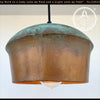Handcrafted copper pendant light fixture with verdigris patina, from The Lamp Goods.