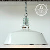 Antique White Enamel Pendant Light with Glass Insulator