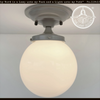 8" grey milk glass globe ceiling light fixture