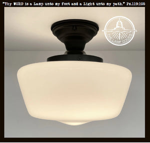 12" Dia. Clear Over Opal Glass Schoolhouse Shade