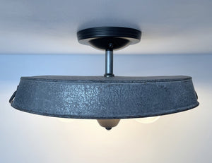 Oval Galvanized Zinc Flat Tub Laundry Room Ceiling Light Fixture