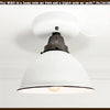 White enamel modern farmhouse ceiling light with bronze accents.