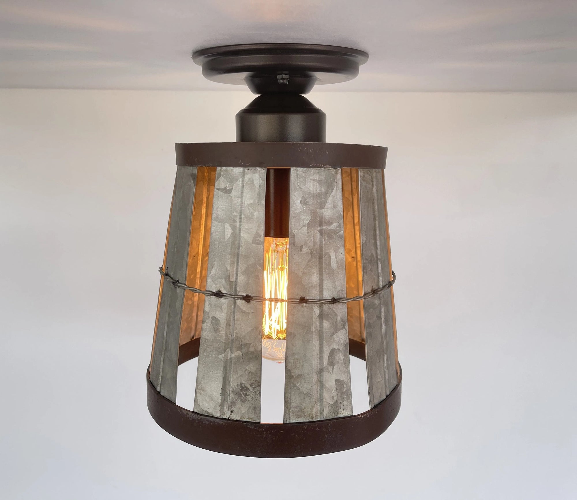 Galvanized Open Weave Basket Ceiling Light The Lamp Goods