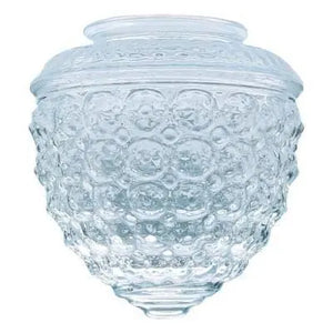 Clear glass replacement globe with acorn-textured surface.