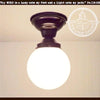 Modern Milk Glass GLOBE Ceiling Light with black metal fixture