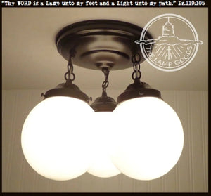 Winterport II. CEILING LIGHT Trio of Milk Glass Globes - The Lamp Goods