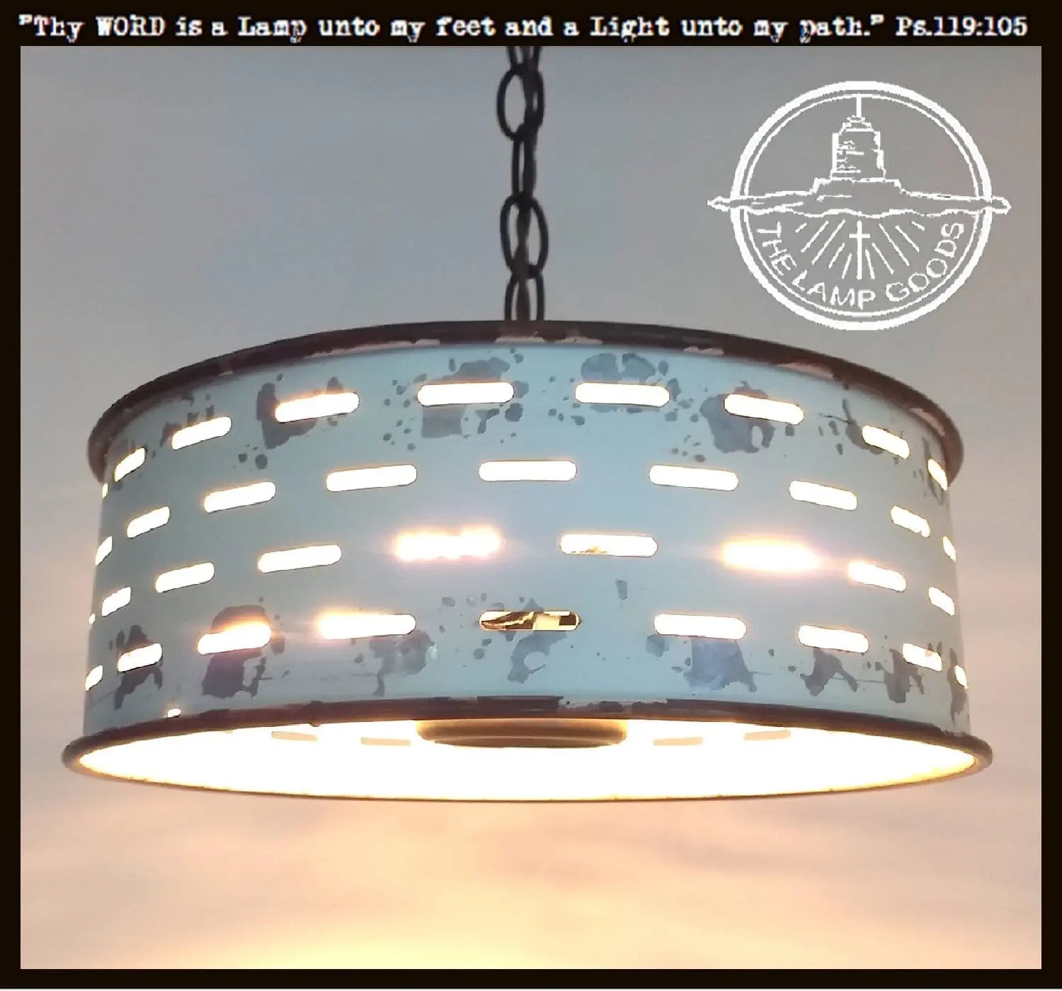 Rustic Galvanized Ceiling Light Farmhouse Fixture Chippy White - The Lamp Goods