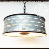Rustic galvanized metal chandelier with cutout design, farmhouse style lighting fixture