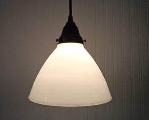 Milk glass petite waffle pendant light fixture with black metal shade