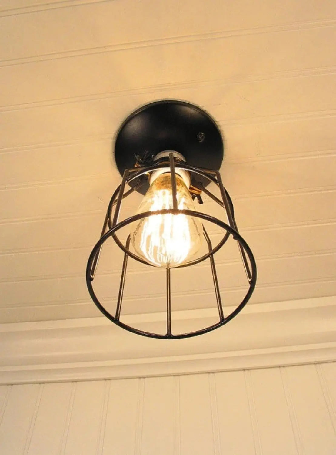 Industrial Cage Ceiling Light with Edison Bulb - The Lamp Goods