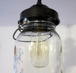 Glass mason jar pendant light with Edison bulb, 40-watt.
