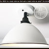 Large white enamel modern farmhouse ceiling light fixture with black accents.