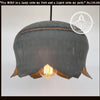 Handcrafted Lotus metal dome chandelier from The Lamp Goods, featuring a dark gray finish and gold accents.