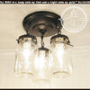 Mason jar vintage light fixture, quart chain trio, rustic farmhouse style lighting