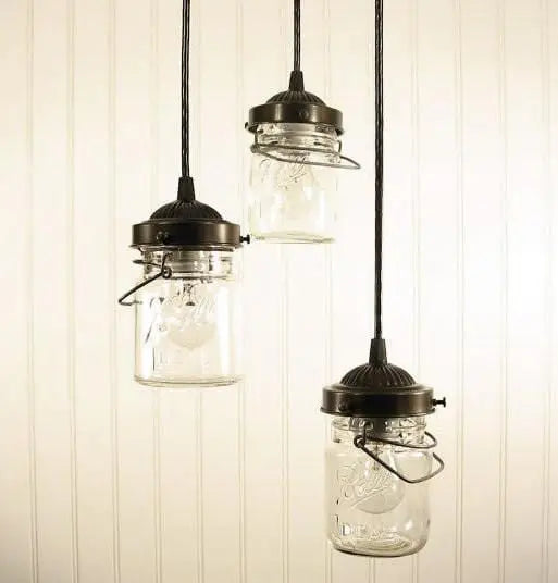 Mason Jar 3-Light Fixture Chandelier - Vintage Pints - The Lamp Goods
