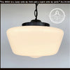 Antique opal glass milk pendant light with black chain, The Lamp Goods