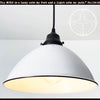Large white enamel farmhouse pendant light with black accents