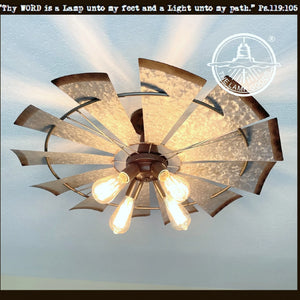 Farmhouse Windmill Light Fixture Flush Mount Ceiling Light 30"
