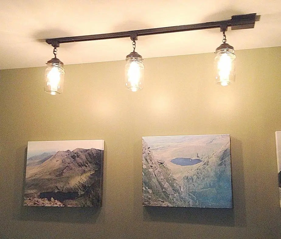 Mason jar track lighting ceiling light fixture for task lighting