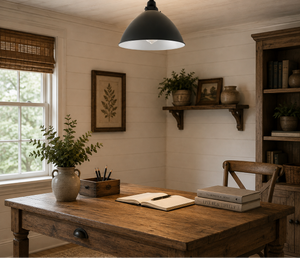 Large Black Enamel Farmhouse Ceiling Light