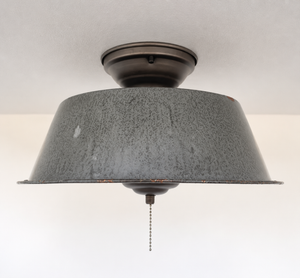 Antique FARMHOUSE GRANITEWARE Pan Ceiling Light