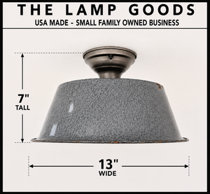 Antique FARMHOUSE GRANITEWARE Pan Ceiling Light