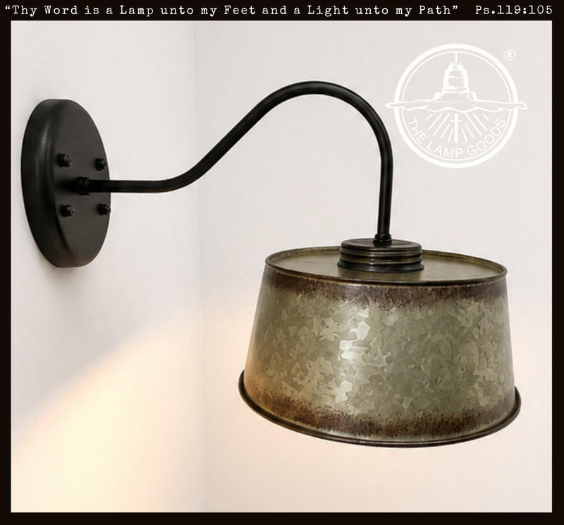 Copper-Edge Bronze Toned Farm Drum Wall Sconce
