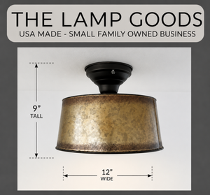 Copper-Edge Brass Toned Farm Drum Flush Mount | 12" Width