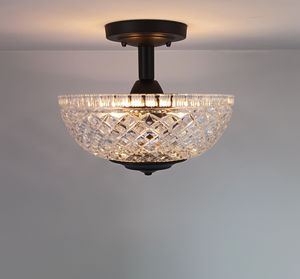 Heavy Pressed Diamond Antique Glass Ceiling Light