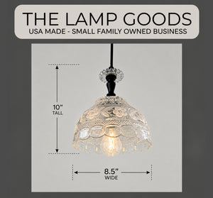 Vintage Cut Crystal Floral Dome Pendant Light