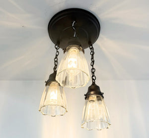 Heritage Ribbed Prism Ceiling Light Trio - The Lamp Goods