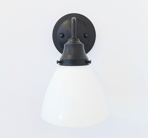 Milk Glass 6" Waffle Sconce - The Lamp Goods