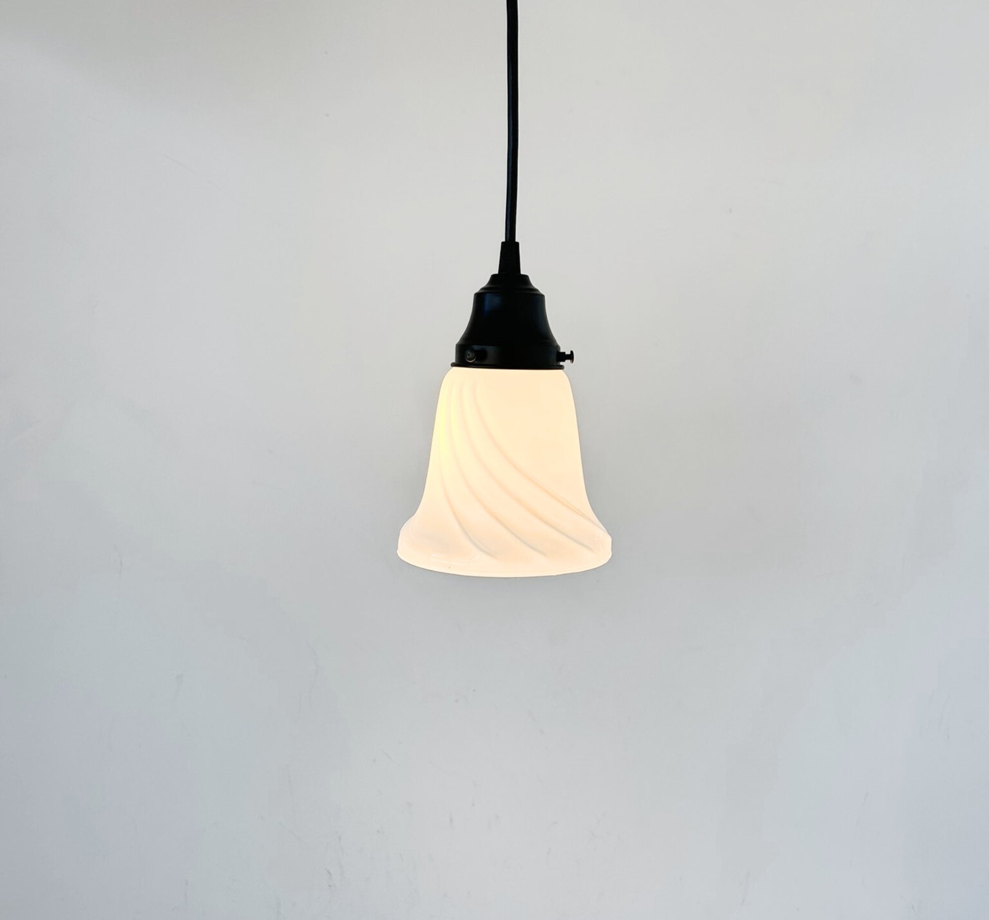 Milk Glass Embossed Swirl Pendant