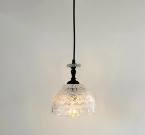 Vintage Cut Crystal Floral Dome Pendant Light