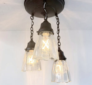 Heritage Ribbed Prism Ceiling Light Trio - The Lamp Goods