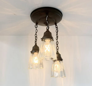 Heritage Ribbed Prism Ceiling Light Trio - The Lamp Goods