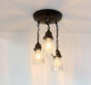 Heritage Ribbed Prism Ceiling Light Trio - The Lamp Goods