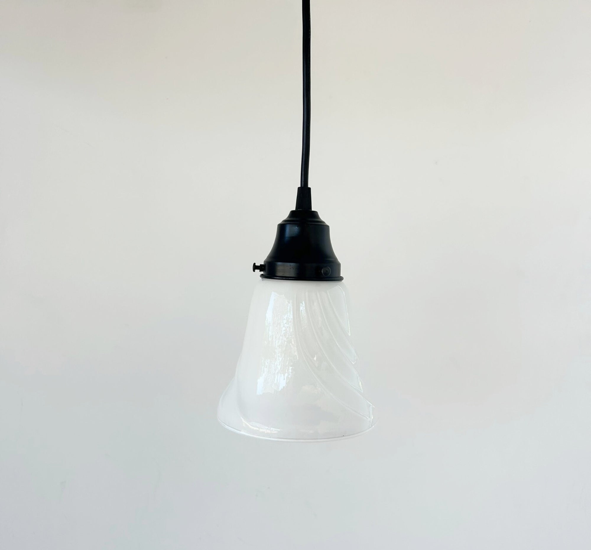 Milk Glass Embossed Swirl Pendant