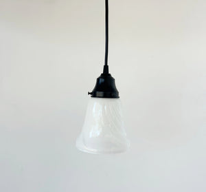 Milk Glass Embossed Swirl Pendant