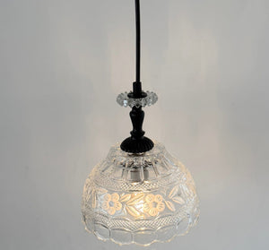 Vintage Cut Crystal Floral Dome Pendant Light