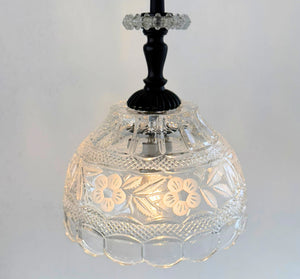 Vintage Cut Crystal Floral Dome Pendant Light
