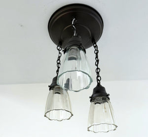 Heritage Ribbed Prism Ceiling Light Trio - The Lamp Goods